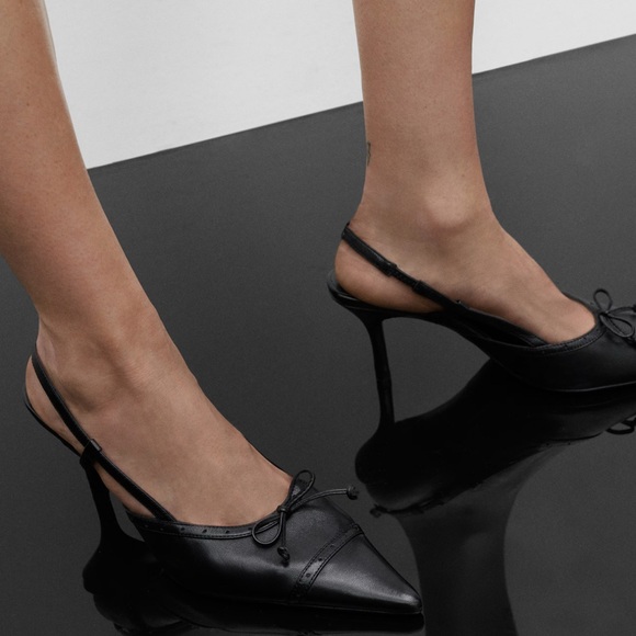 Mango Shoes - Elegant Black Slingback Heels